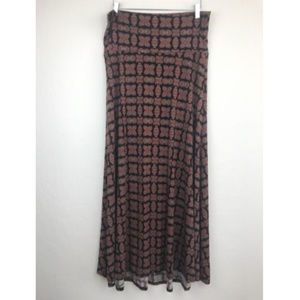 Lularoe | Black + Orange Print Maxi Skirt